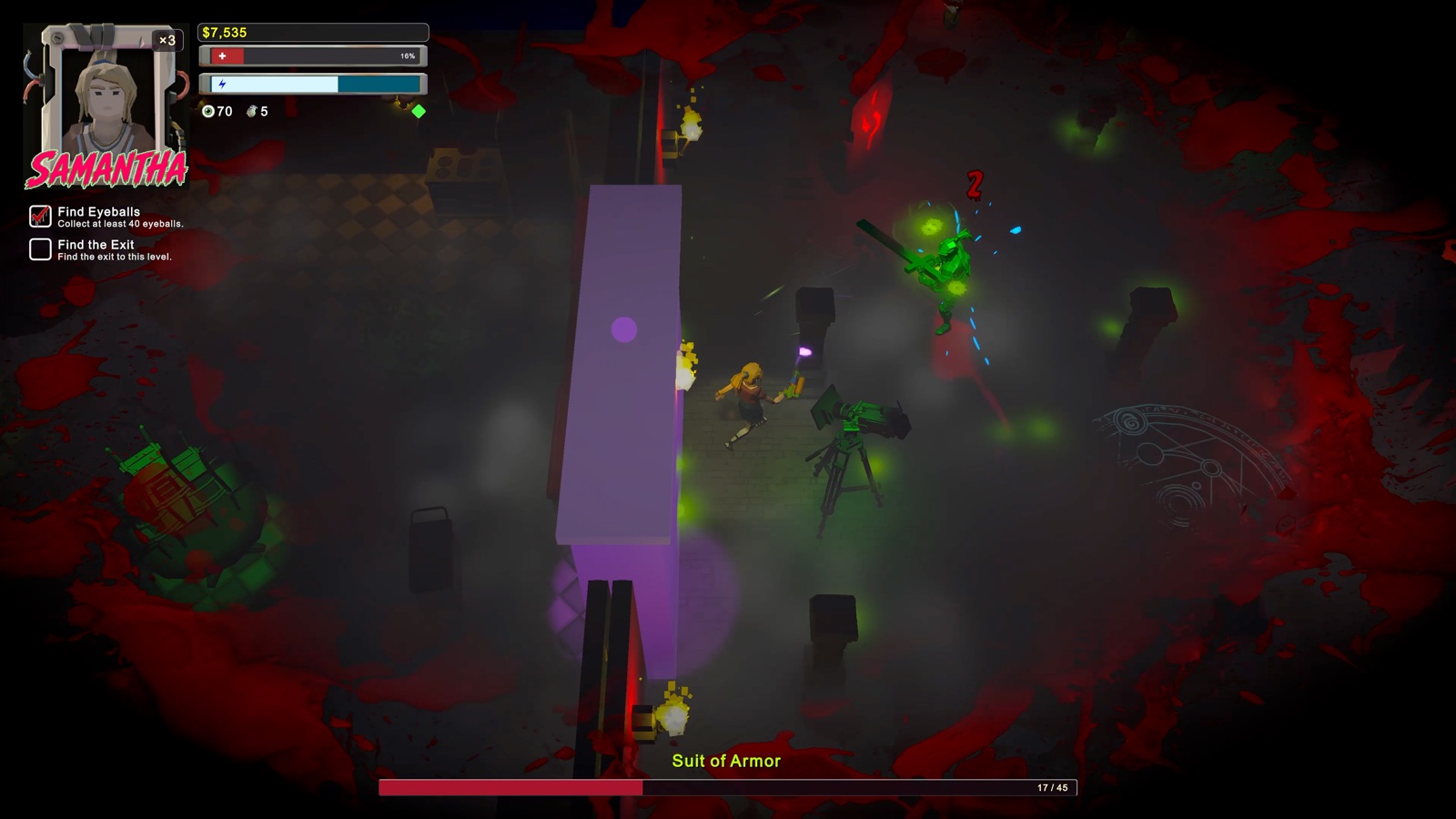 Two players fighting monsters in Haunted House Hellshift while combo effects fill the screen.